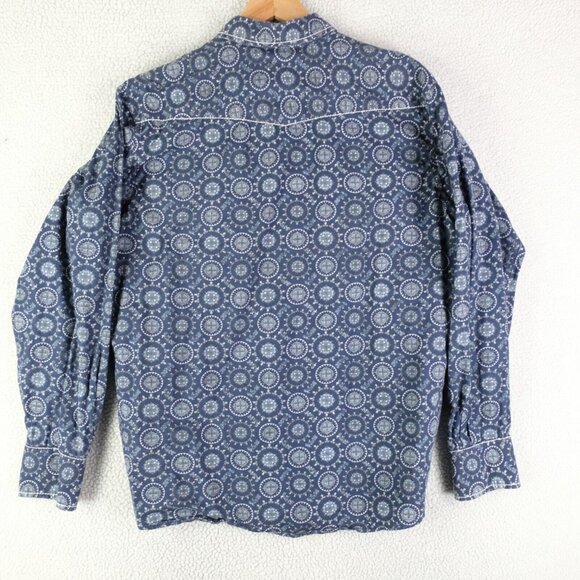 Ariat Shirt Mens Large Blue Geometric Pearl Snap Western Long Sleeve Colorful - Picture 5 of 9